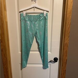 BCG Girls Size XL Shiny‎ Teal Leggings